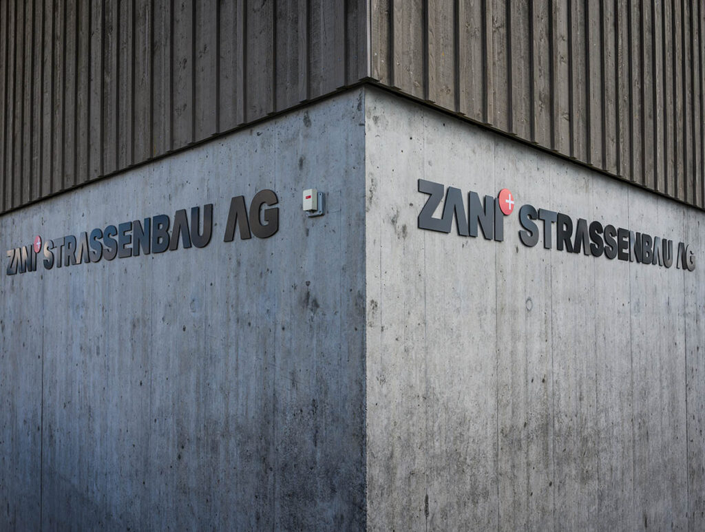 Outdoor Wandbeschriftung Flachschrift Zani Strassenbau AG